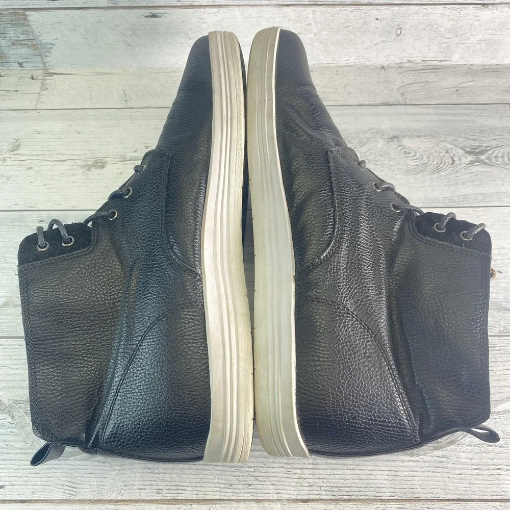 Ben Sherman Chukka Boots Mens 12 Black Leather Pebble Lace Up Casual Comfort